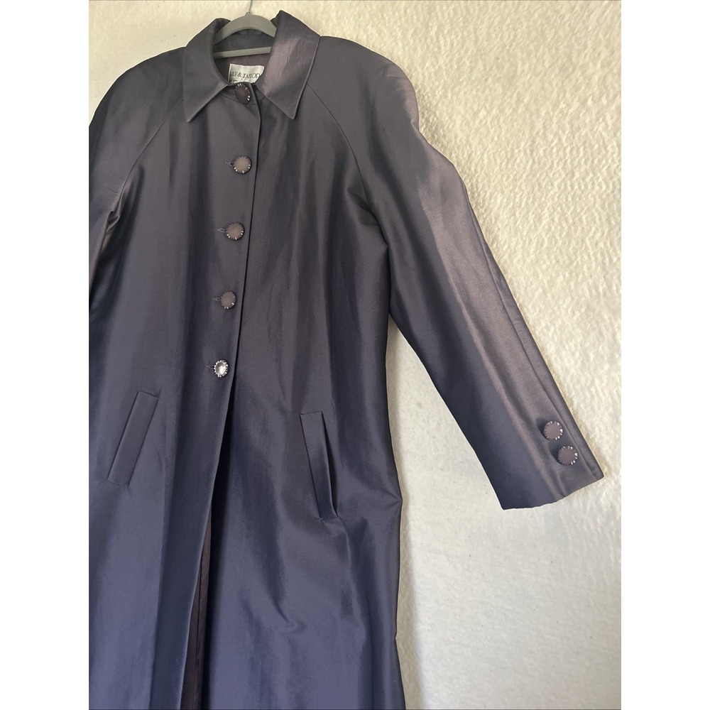 Vintage Lily & Taylor Light Wt 8 Trench Coat Iridescent Blue Classy Lined Jacket - Picture 7 of 16